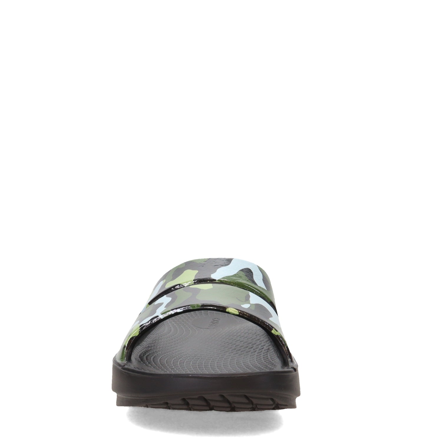 Peltz Shoes  Women's Oofos OOahh Luxe Slide Sandal JUNGLE BLACK 1103-BLKJUNGLE