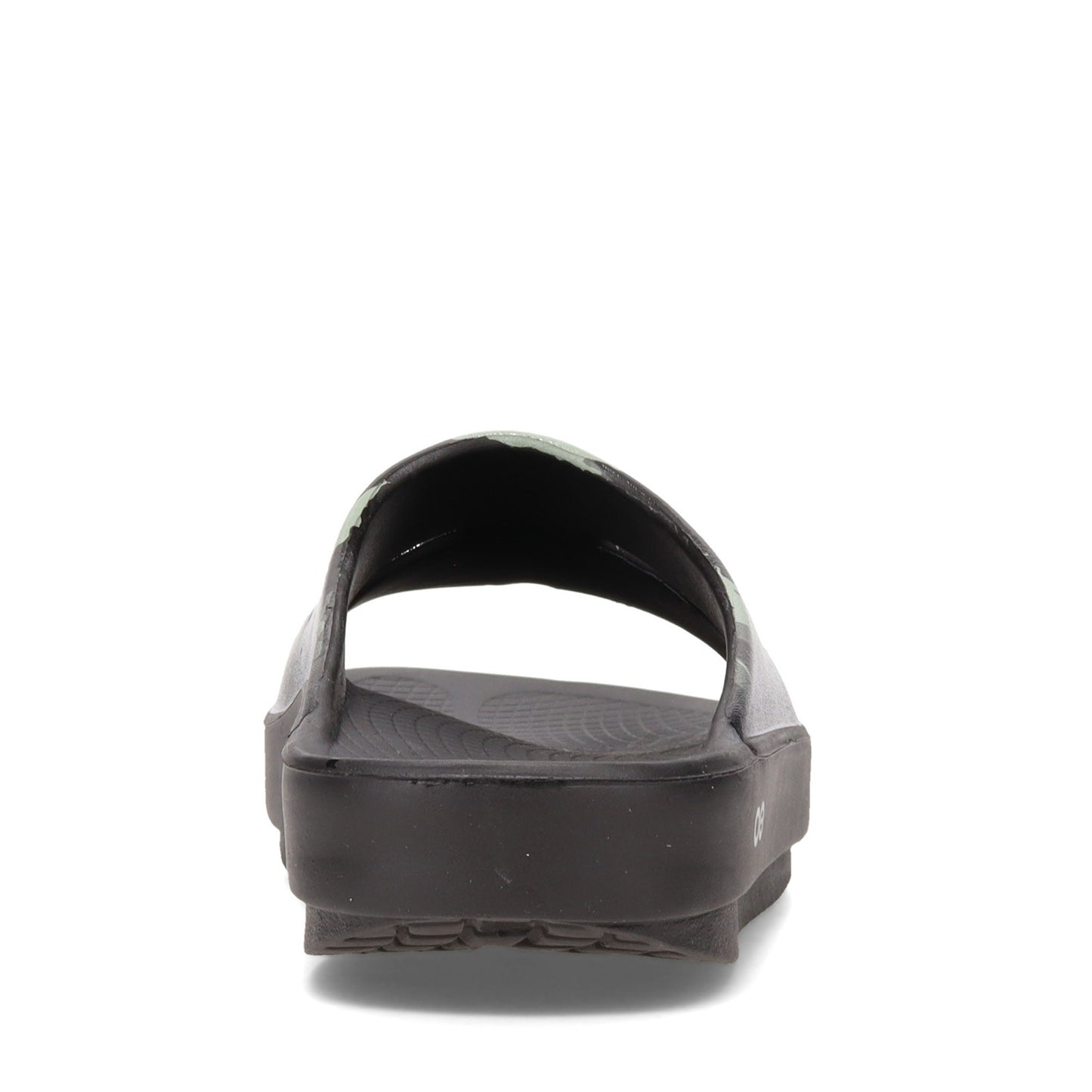 Peltz Shoes  Women's Oofos OOahh Luxe Slide Sandal BLACK GREEN 1103-BLKGRN