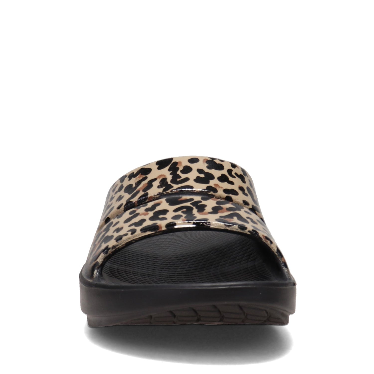 Peltz Shoes  Women's Oofos OOahh Luxe Slide Sandal BLACK / LEOPARD 1103-BLKLEO