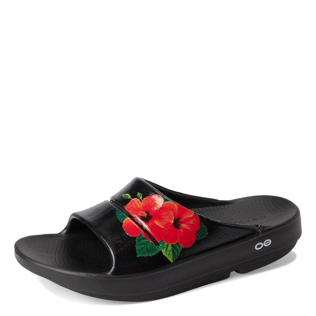 Women's Oofos OOahh Luxe Slide Sandal HIBISCUS 1103-HIBISCUS