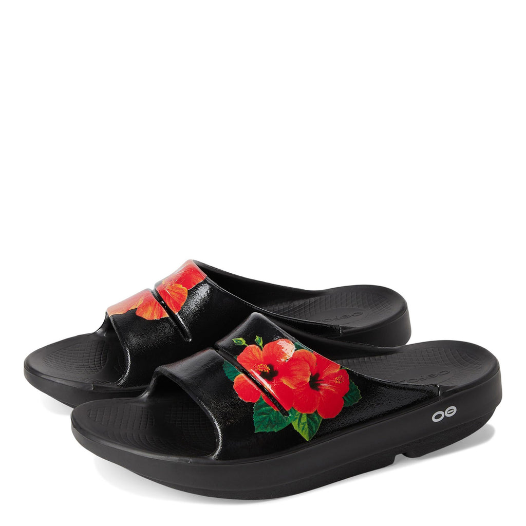 Women's Oofos OOahh Luxe Slide Sandal HIBISCUS 1103-HIBISCUS