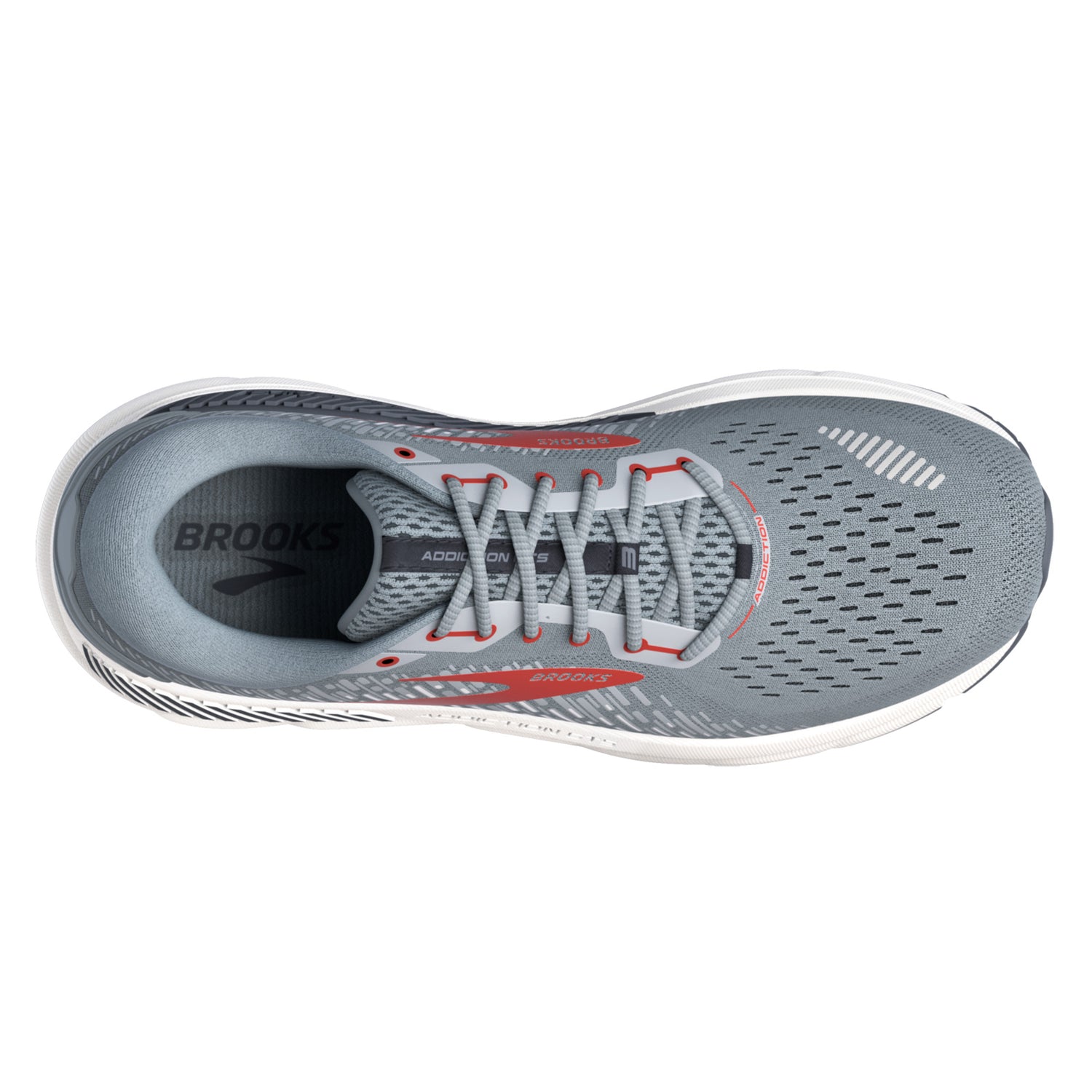 Peltz Shoes  Men's Brooks Addiction GTS 15 Running Shoe - Wide Width Grey/Ebony/Chili Oil 110365 2E 043