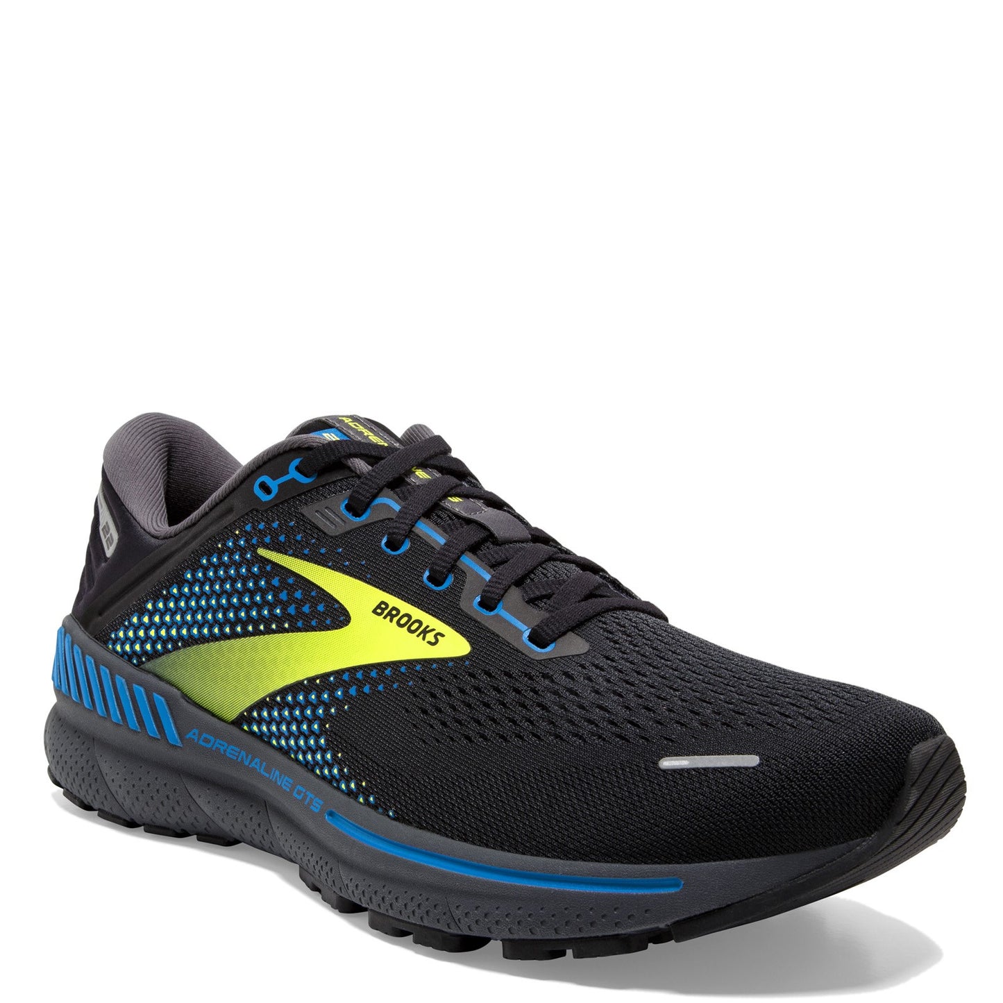 Peltz Shoes  Men's Brooks Adrenaline GTS 22 Running Shoe Black/Blue/Nightlife 110366 1D 069