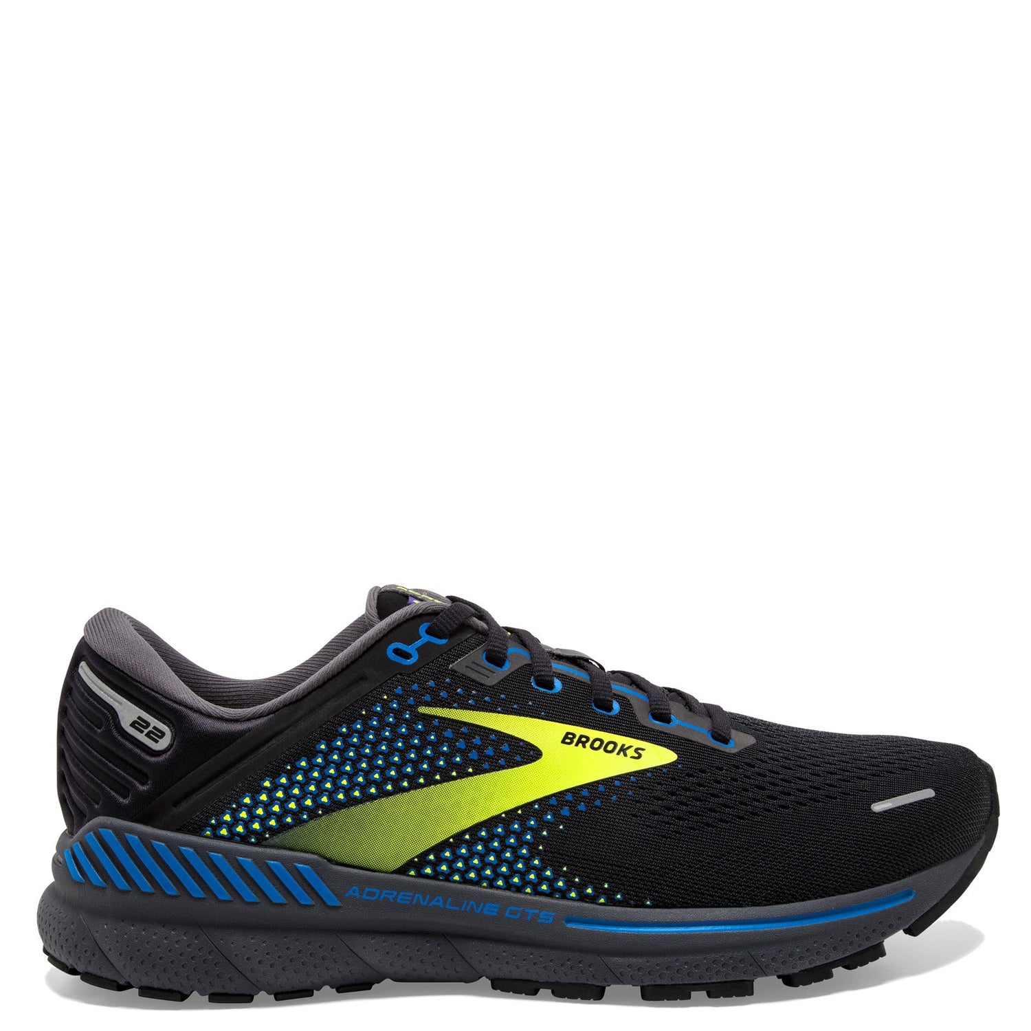 Peltz Shoes  Men's Brooks Adrenaline GTS 22 Running Shoe Black/Blue/Nightlife 110366 1D 069