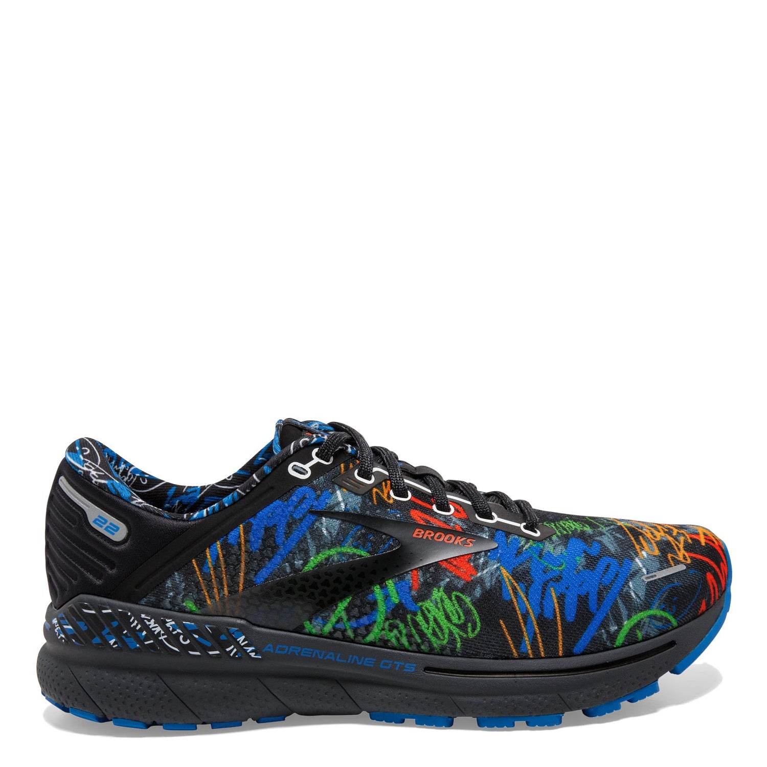 Peltz Shoes  Men's Brooks Adrenaline GTS 22 Running Shoe Black/Blue/Cherry 110366 1D 084