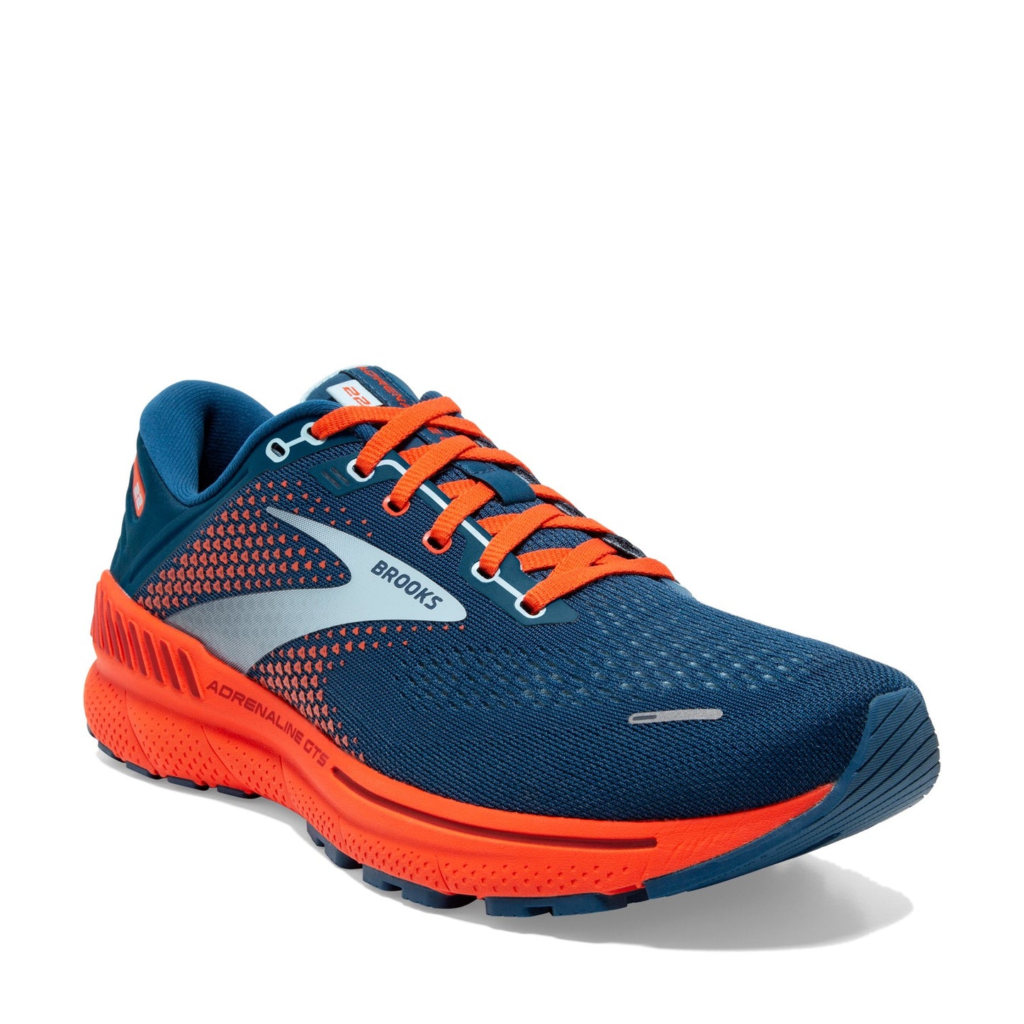 Peltz Shoes  Men's Brooks Adrenaline GTS 22 Running Shoe Blue/Orange 110366 1D 404