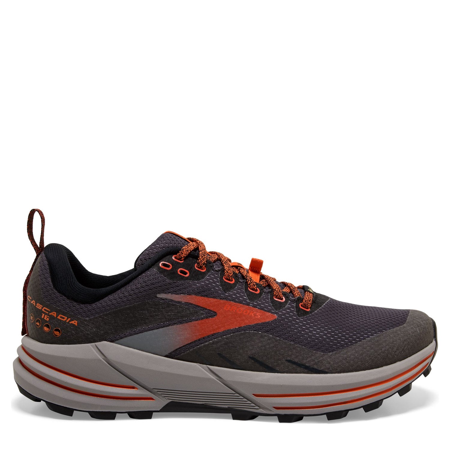 Peltz Shoes  Men's Brooks Cascadia 16 GTX Trail Running Shoe Black/Ebony/Cinnabar 110377 1D 060