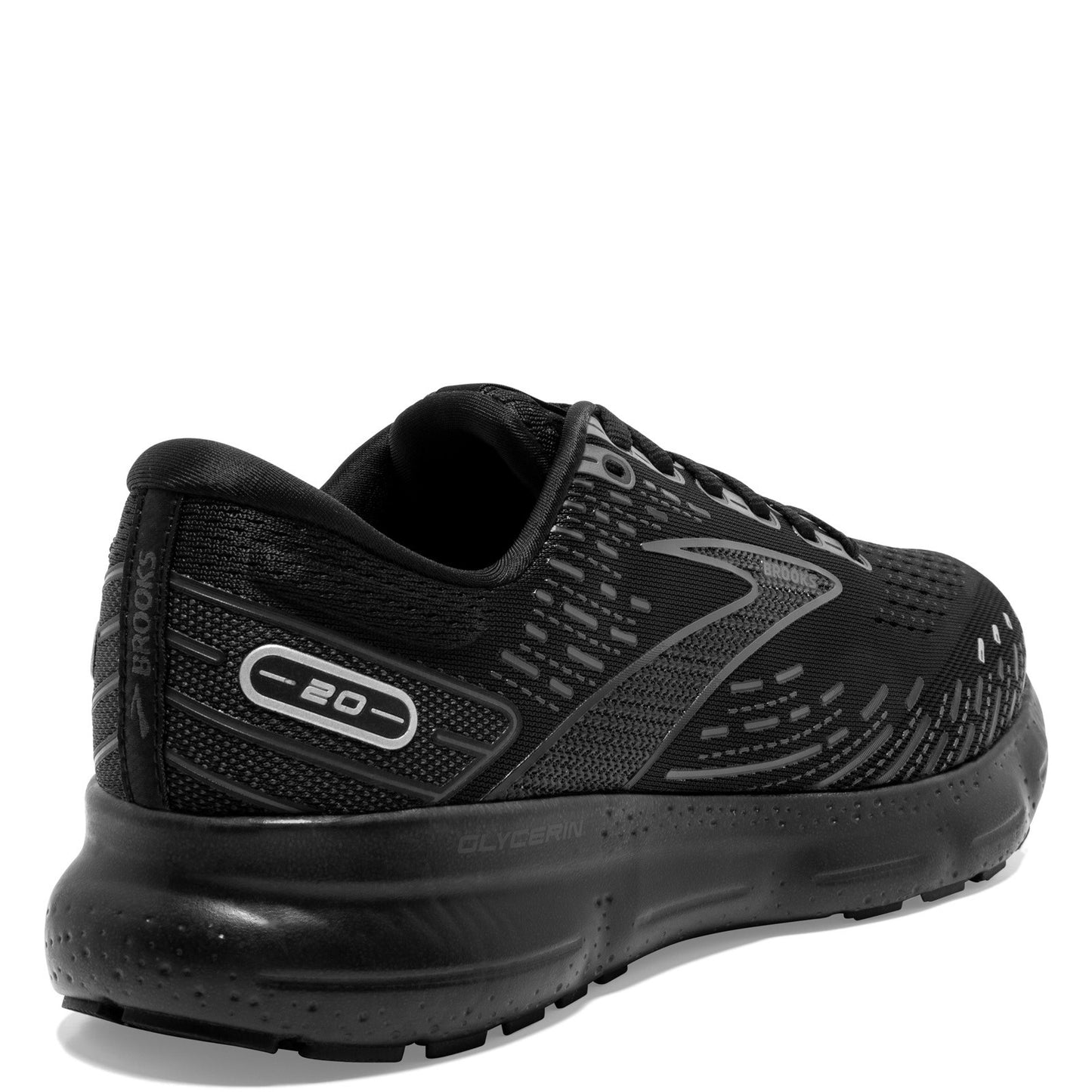 Peltz Shoes  Men's Brooks Glycerin 20 Running Shoe - Wide Width Black/Black 110382 2E 020