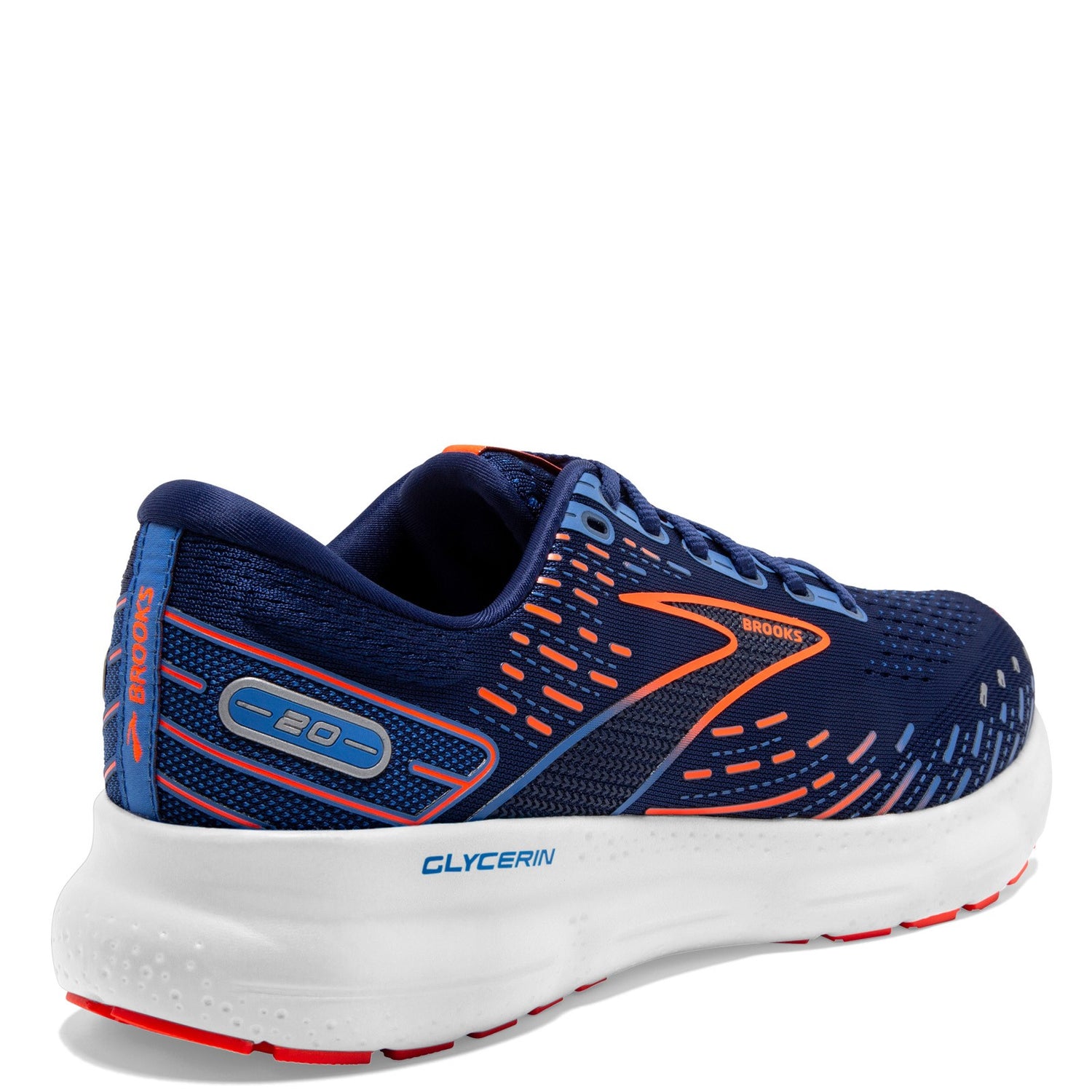 Peltz Shoes  Men's Brooks Glycerin 20 Running Shoe - Wide Width Blue/Orange 110382 2E 444