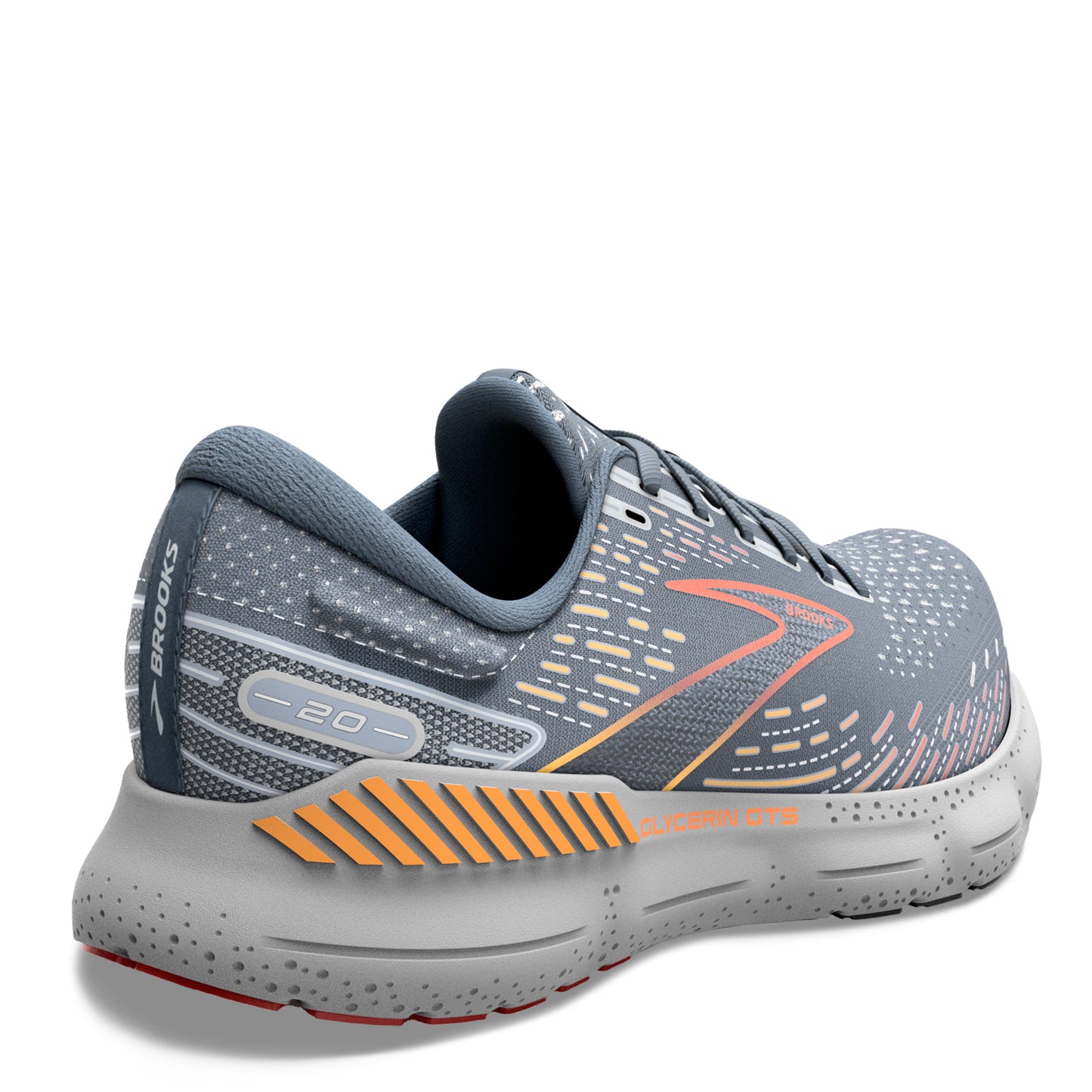Peltz Shoes  Men's Brooks Glycerin GTS 20 Running Shoe Grey/Chili/Orange 110383 1D 034