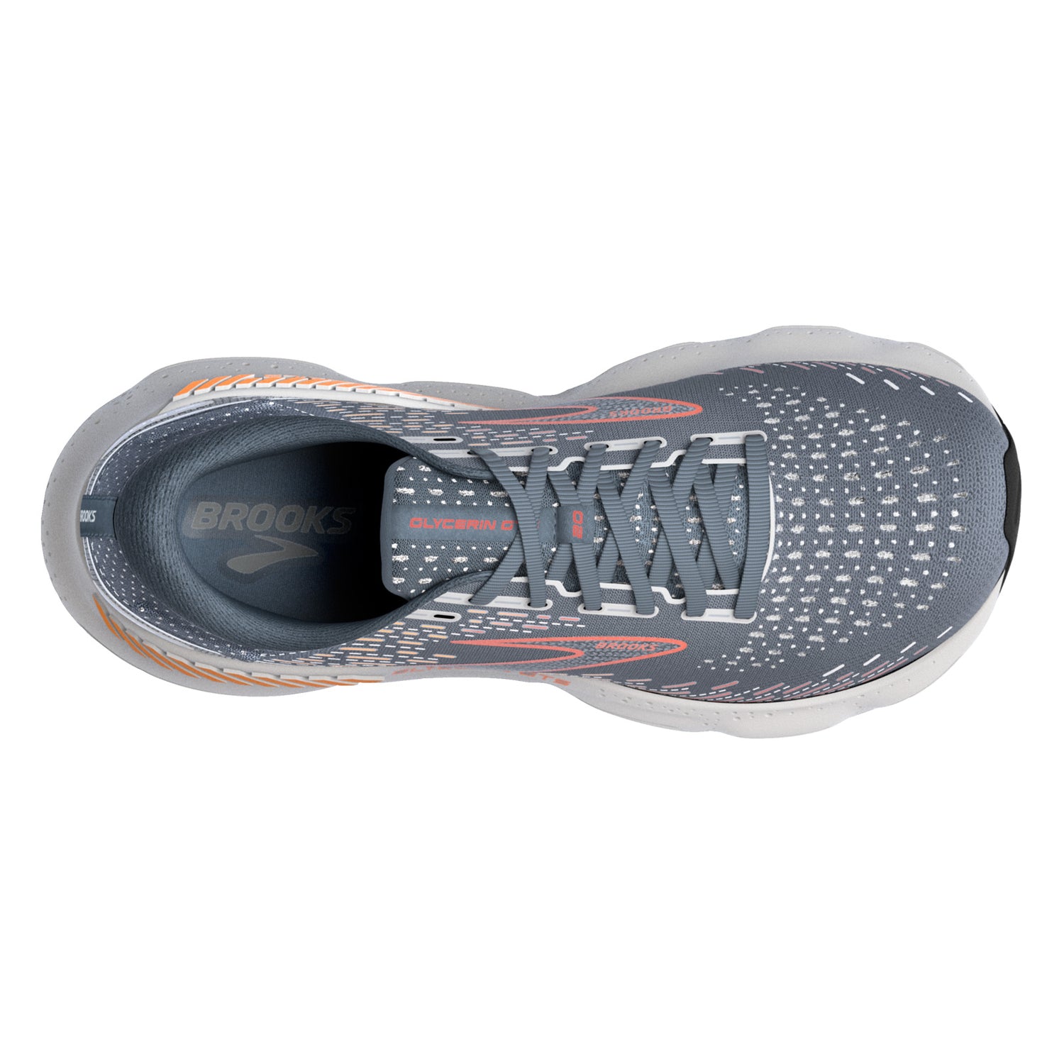 Peltz Shoes  Men's Brooks Glycerin GTS 20 Running Shoe Grey/Chili/Orange 110383 1D 034