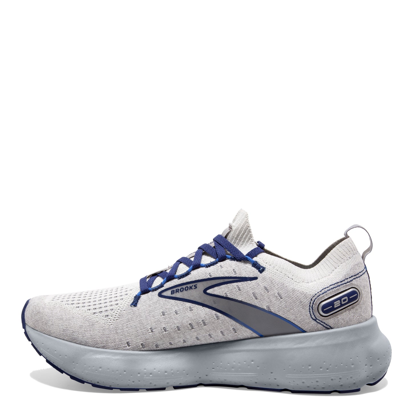 Peltz Shoes  Men's Brooks Glycerin 20 Stealth Fit Running Shoe Oyster/Blue 110384 1D 081