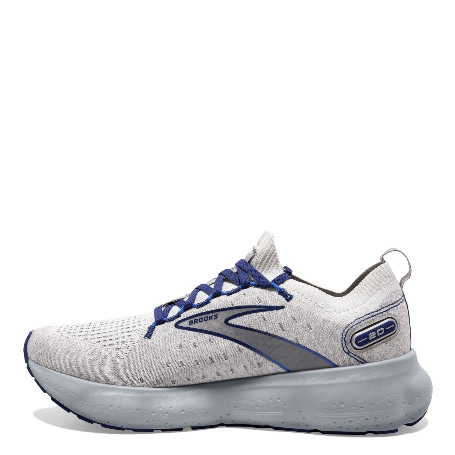 Peltz Shoes  Men's Brooks Glycerin 20 Stealth Fit Running Shoe Oyster/Blue 110384 1D 081