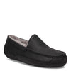 Peltz Shoes  Men's Ugg Ascot Slipper - Wide Width Black Leather/Grey 1103889W-BLK