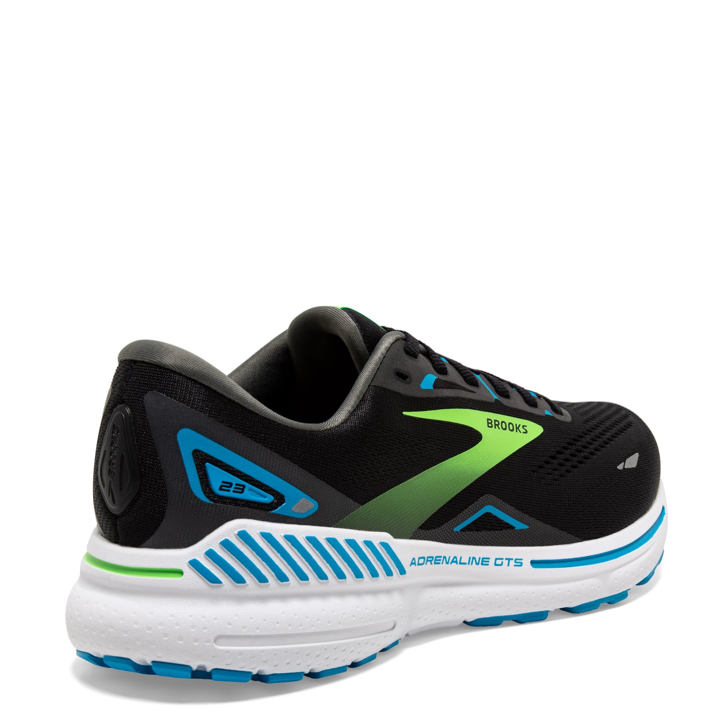 Peltz Shoes  Men's Brooks Adrenaline GTS 23 Running Shoe - Extra Wide Width Black/Blue/Green 110391 4E 006