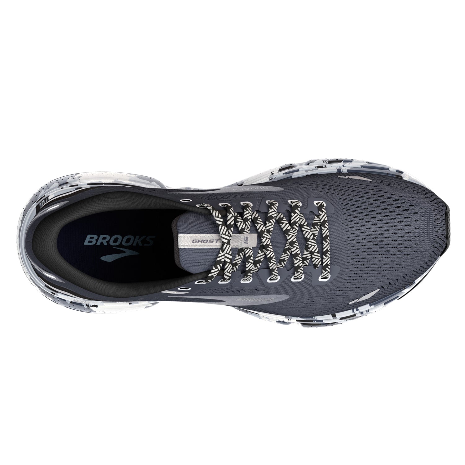Peltz Shoes  Men's Brooks Ghost 15 Running Shoe Ebony/Black/Oyster 110393 1D 004