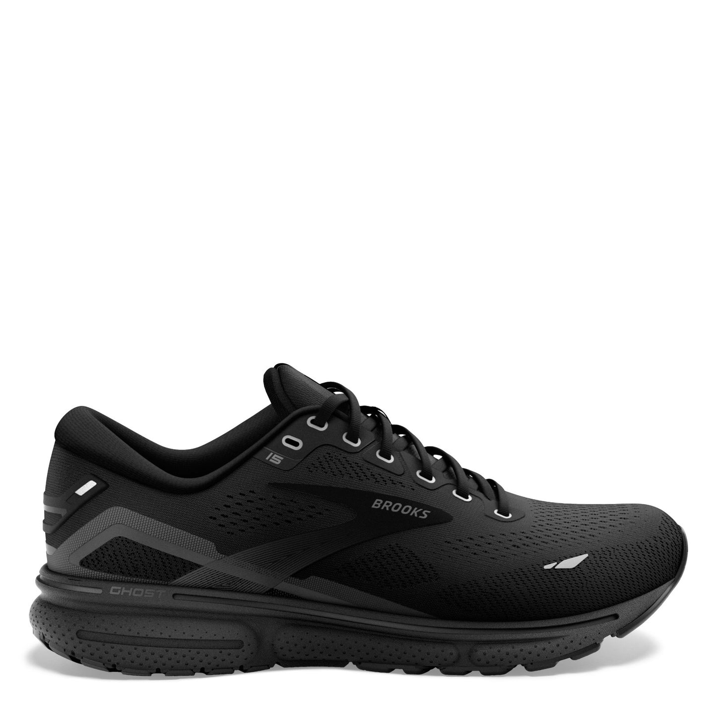 Peltz Shoes  Men's Brooks Ghost 15 Running Shoe - Wide Width Black/White 110393 2E 020