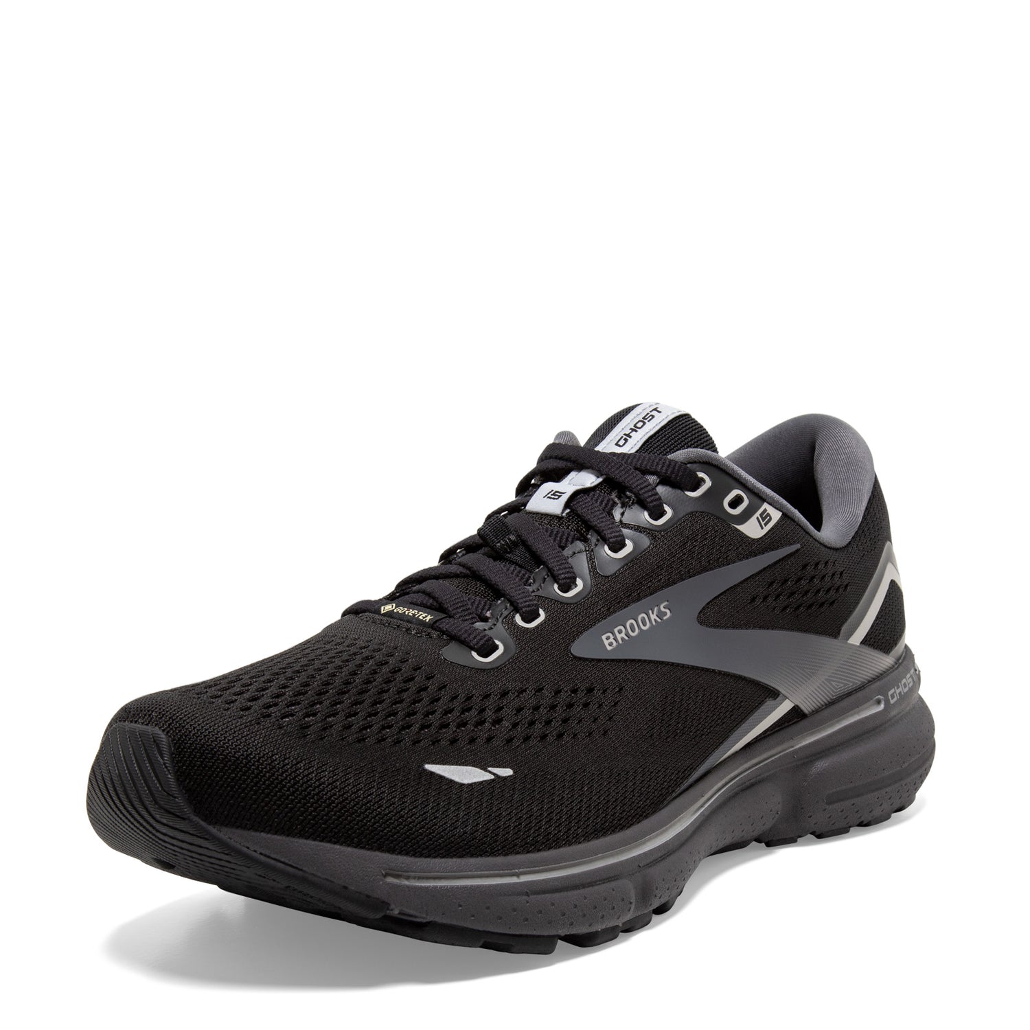 Peltz Shoes  Men's Brooks Ghost 15 GTX Running Shoe Black/Grey 110394 1D 022