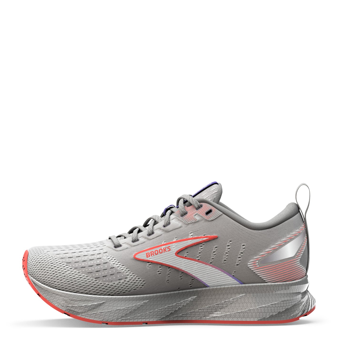 Peltz Shoes  Men's Brooks Levitate 6 Running Shoe Grey/Orange/Purple 110395 1D 407