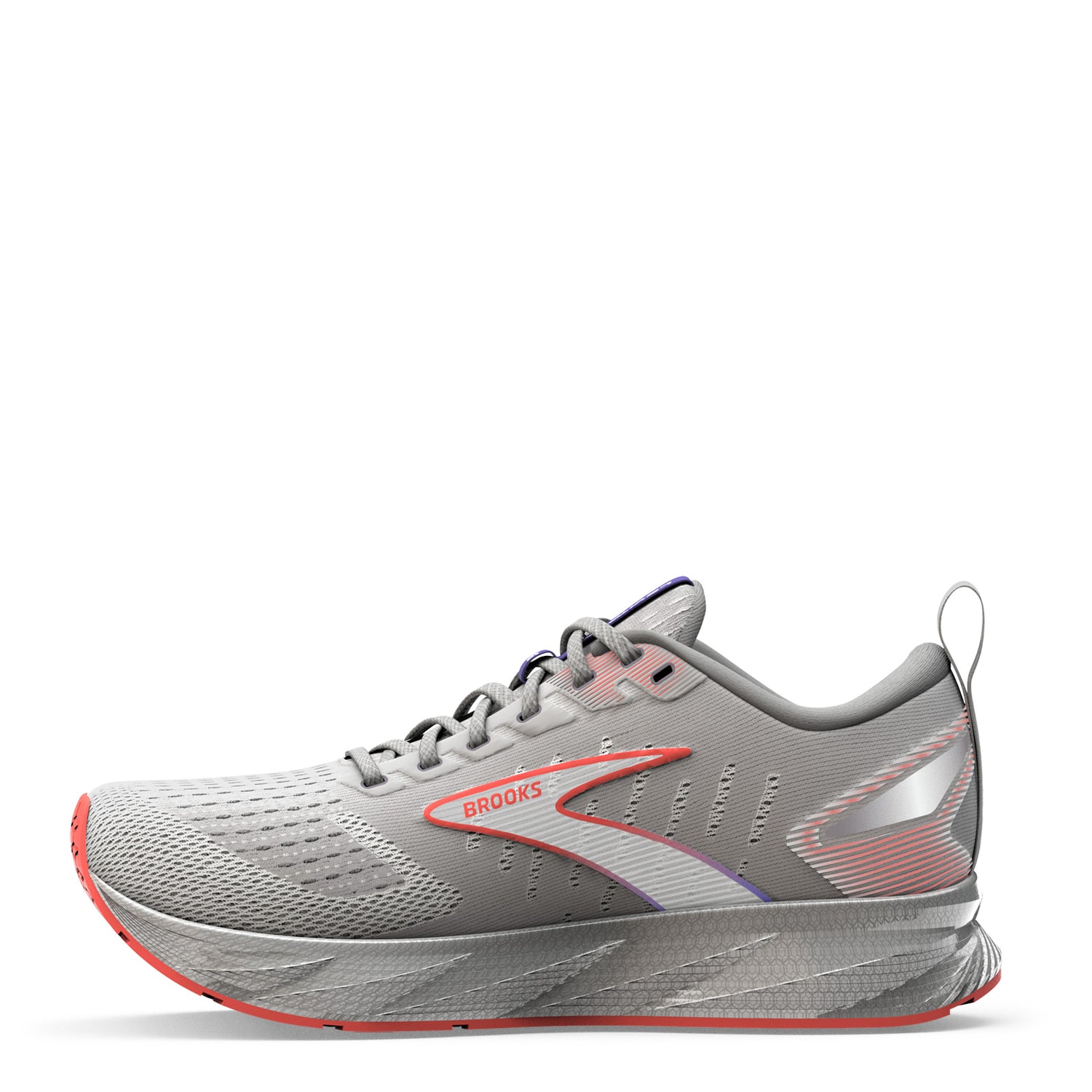 Peltz Shoes  Men's Brooks Levitate 6 Running Shoe Grey/Orange/Purple 110395 1D 407