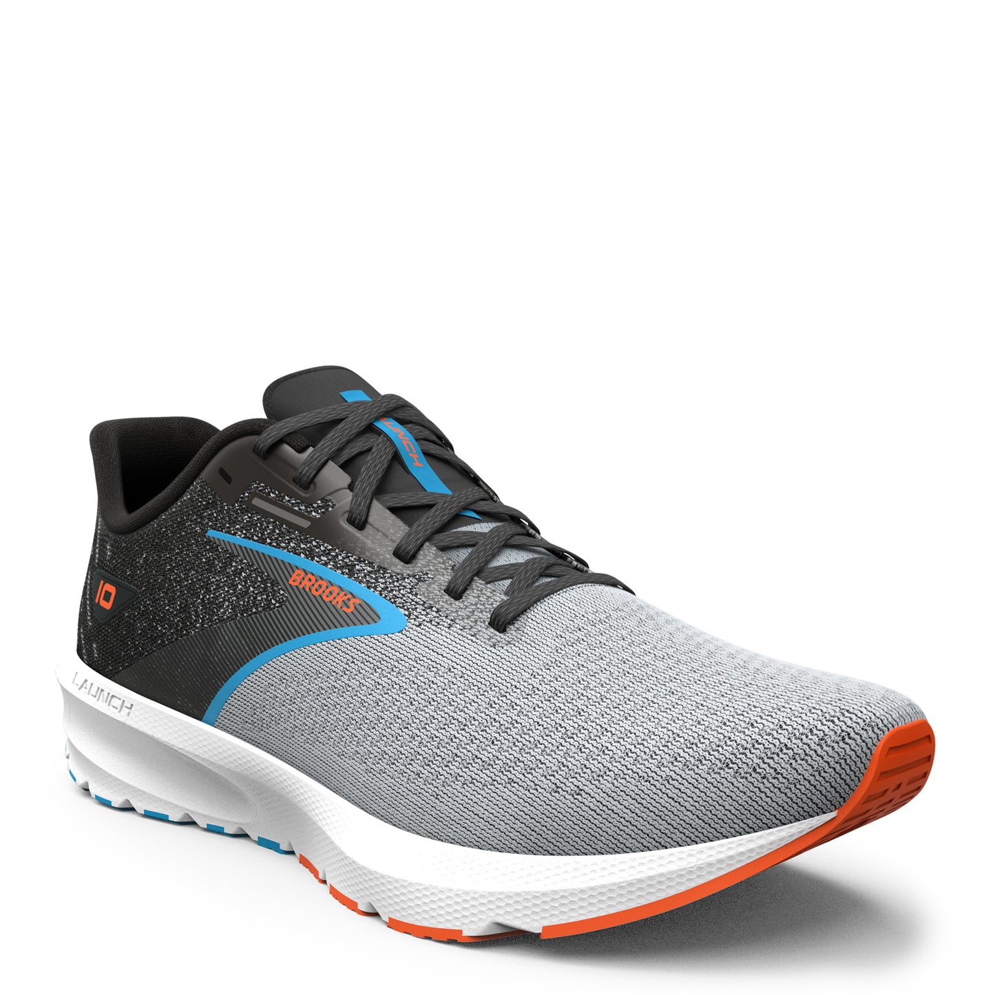 Peltz Shoes  Men's Brooks Launch 10 Running Shoe Black/Grey/Orange 110409 1D 019
