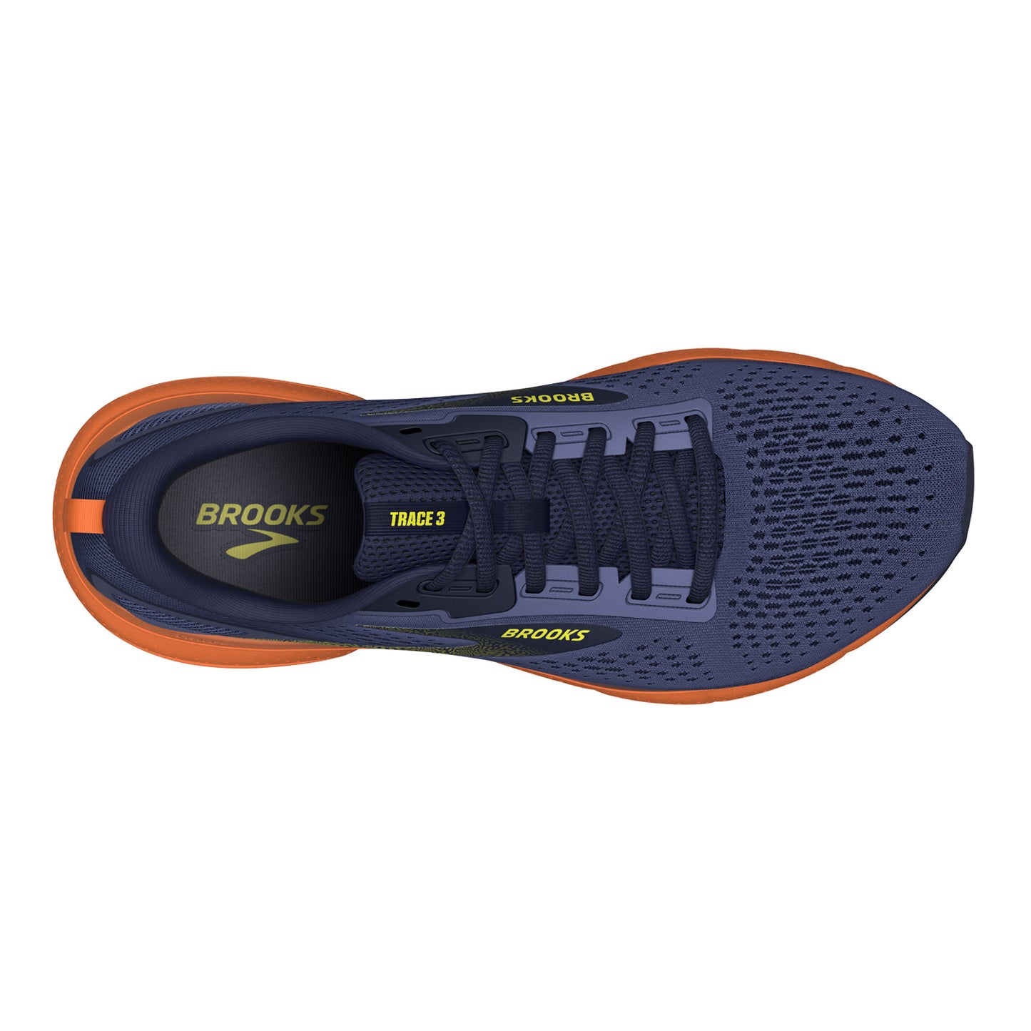 Peltz Shoes  Men's Brooks Trace 3 Running Shoe Iris/Red Orange/Sulphur 110412 1D 422