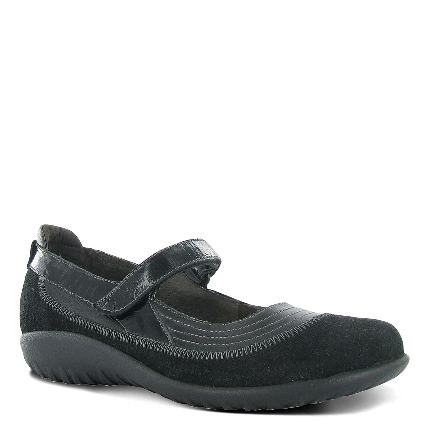 Peltz Shoes  Women's Naot Kirei MaryJane Slip on Shoes BLACK MADRAS 11042-N41
