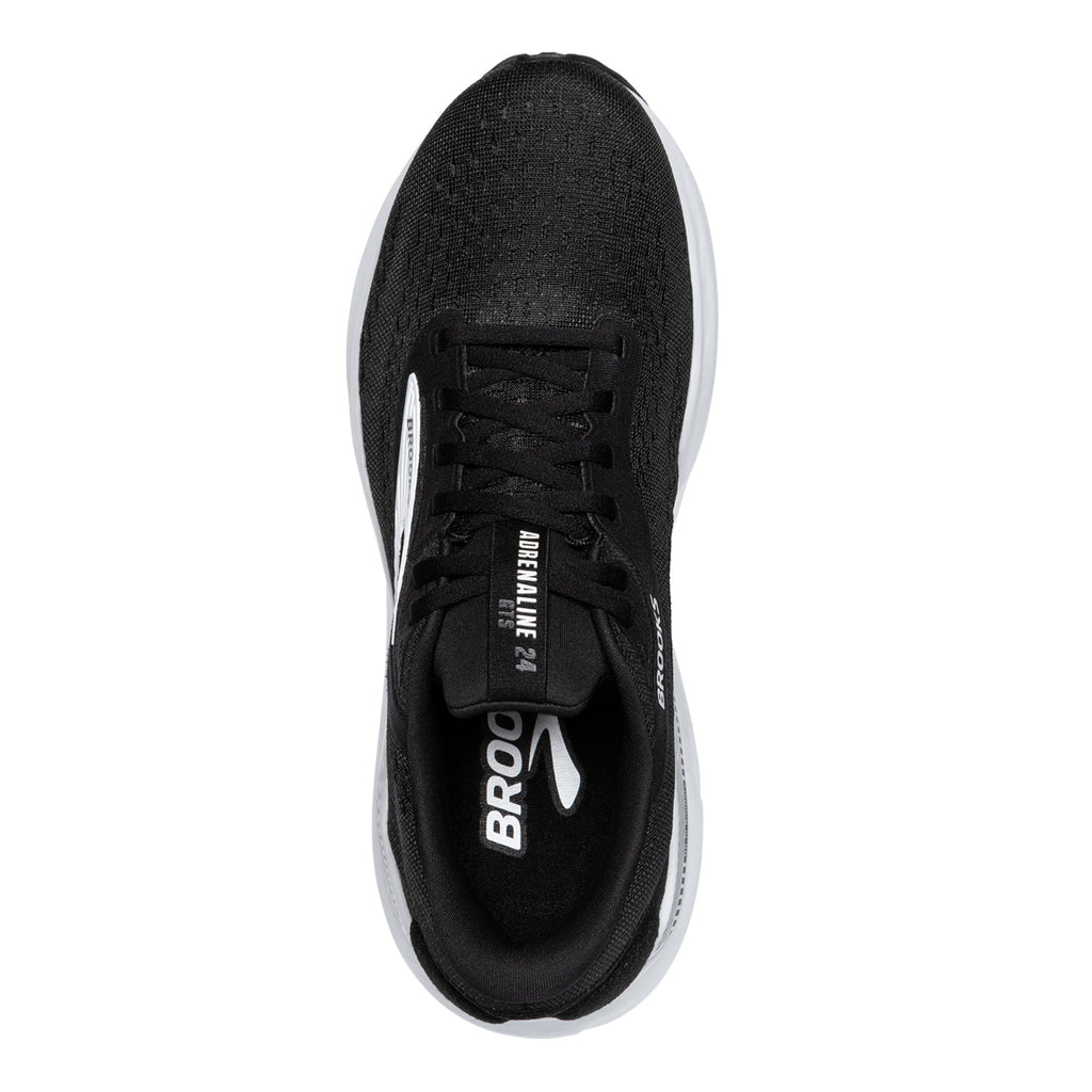 Men's Brooks Adrenaline GTS 24 Running Shoe - Wide Width BLACK/WHITE 110437 2E 087