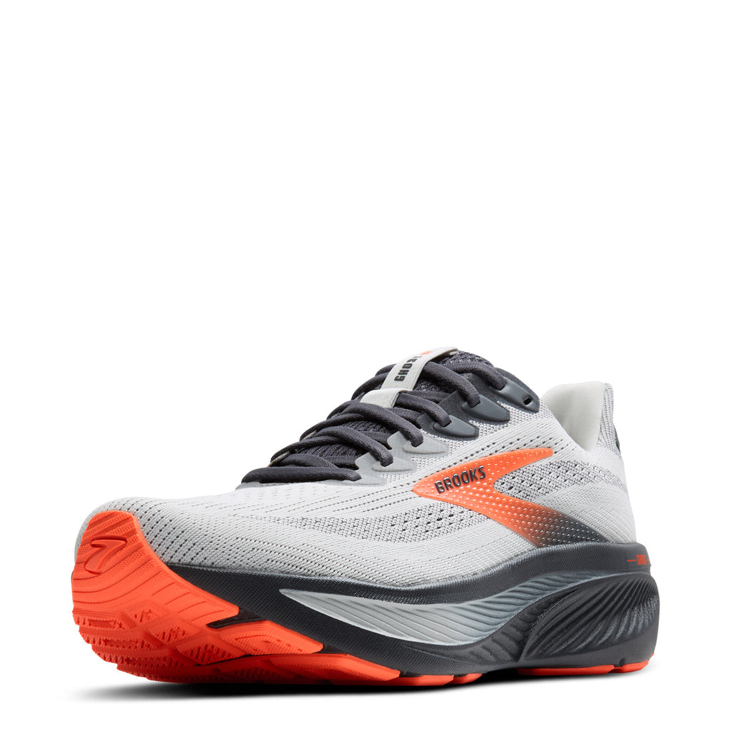Men's Brooks Ghost 17 Running Shoe - Wide Width OYSTER / ORANGE 110442 2E 048