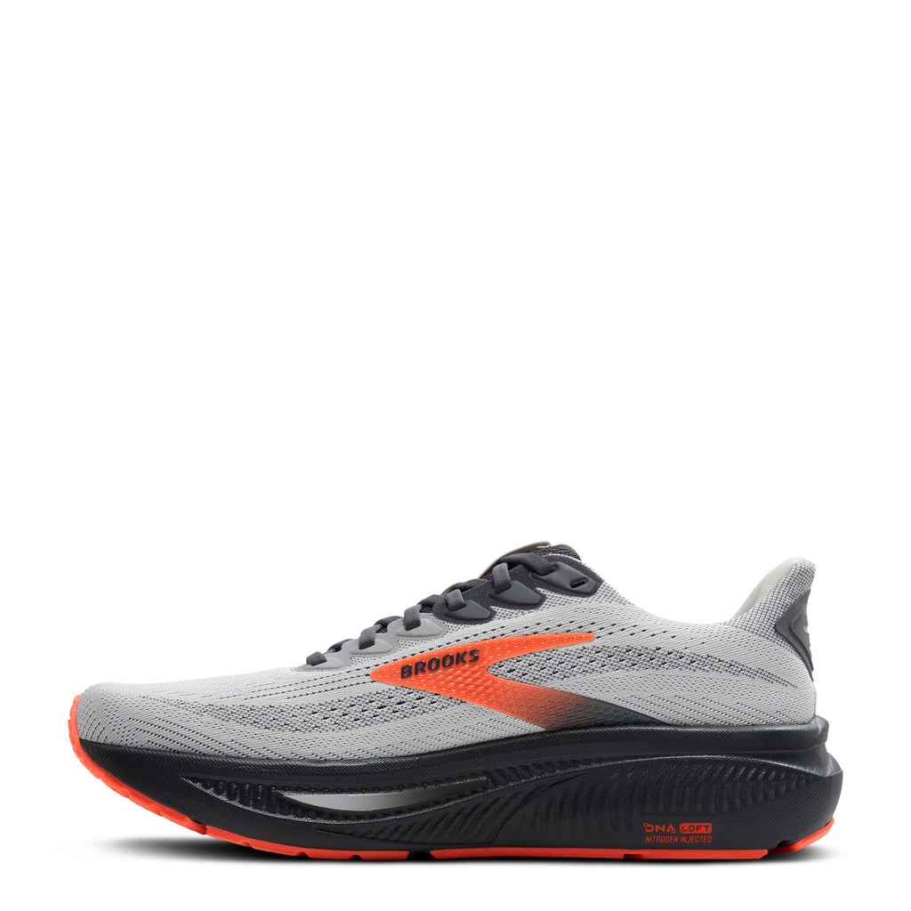 Men's Brooks Ghost 17 Running Shoe - Wide Width OYSTER / ORANGE 110442 2E 048