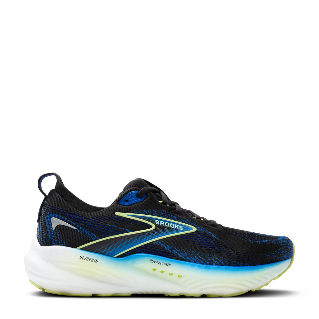 Men's Brooks Glycerin 22 Running Shoe Black Cobalt Neo Yellow 110445 1D 002