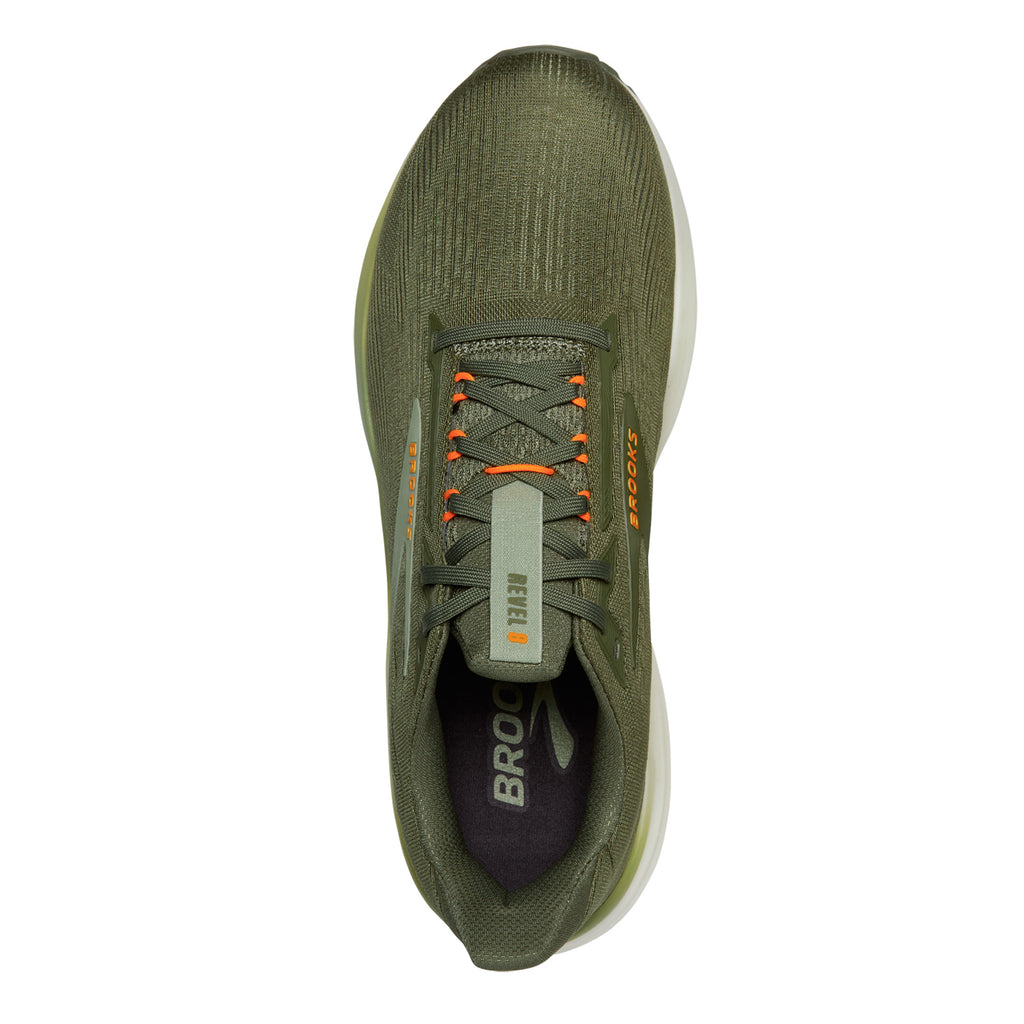 Men's Brooks Revel 8 Running Shoe OLIVE/TEA/ORANGE 110468 1D 380