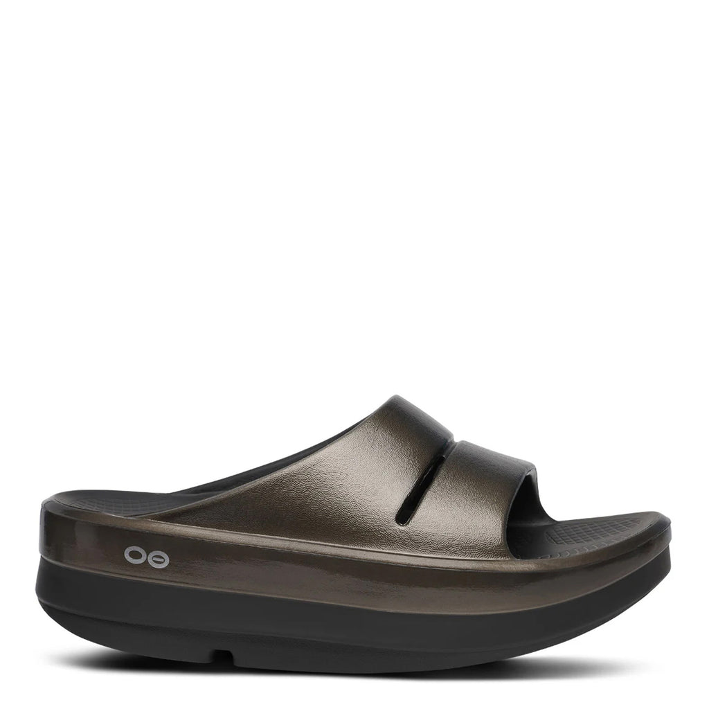 Women's OOmega OOahh Stacked Sandal - Black Sparkle – OOFOS