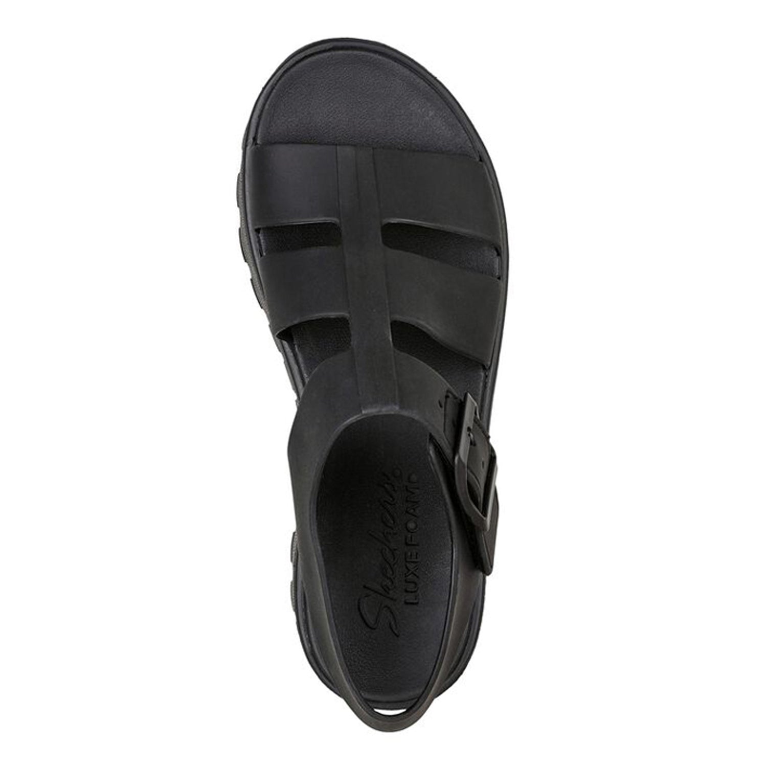 Peltz Shoes  Women's Skechers Foamies: Footsteps - Back to Basics Sandal Black 111570-BBK