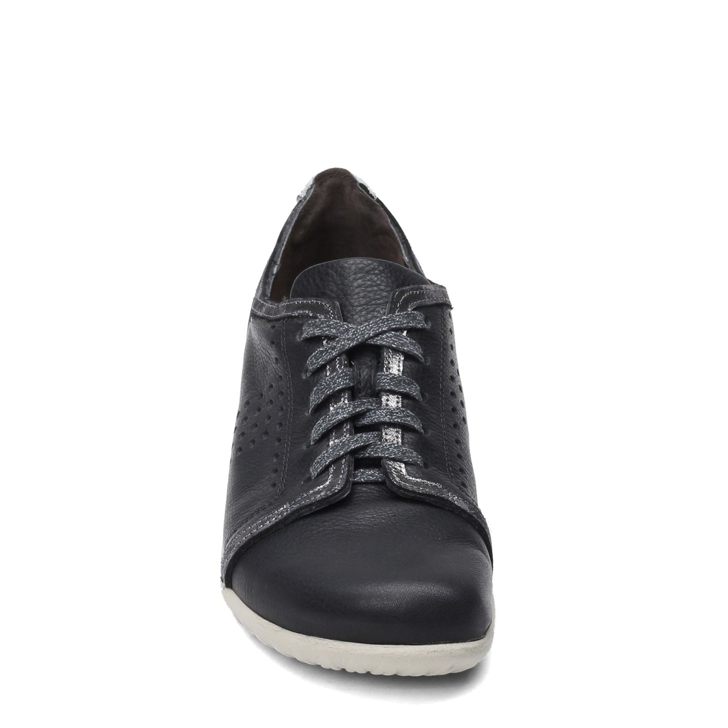 Peltz Shoes  Women's Naot Avena Oxford Soft Black Lthr/Metallic Road Lthr/Glass Silver/Gray Cobra Lthr 11165-NPK