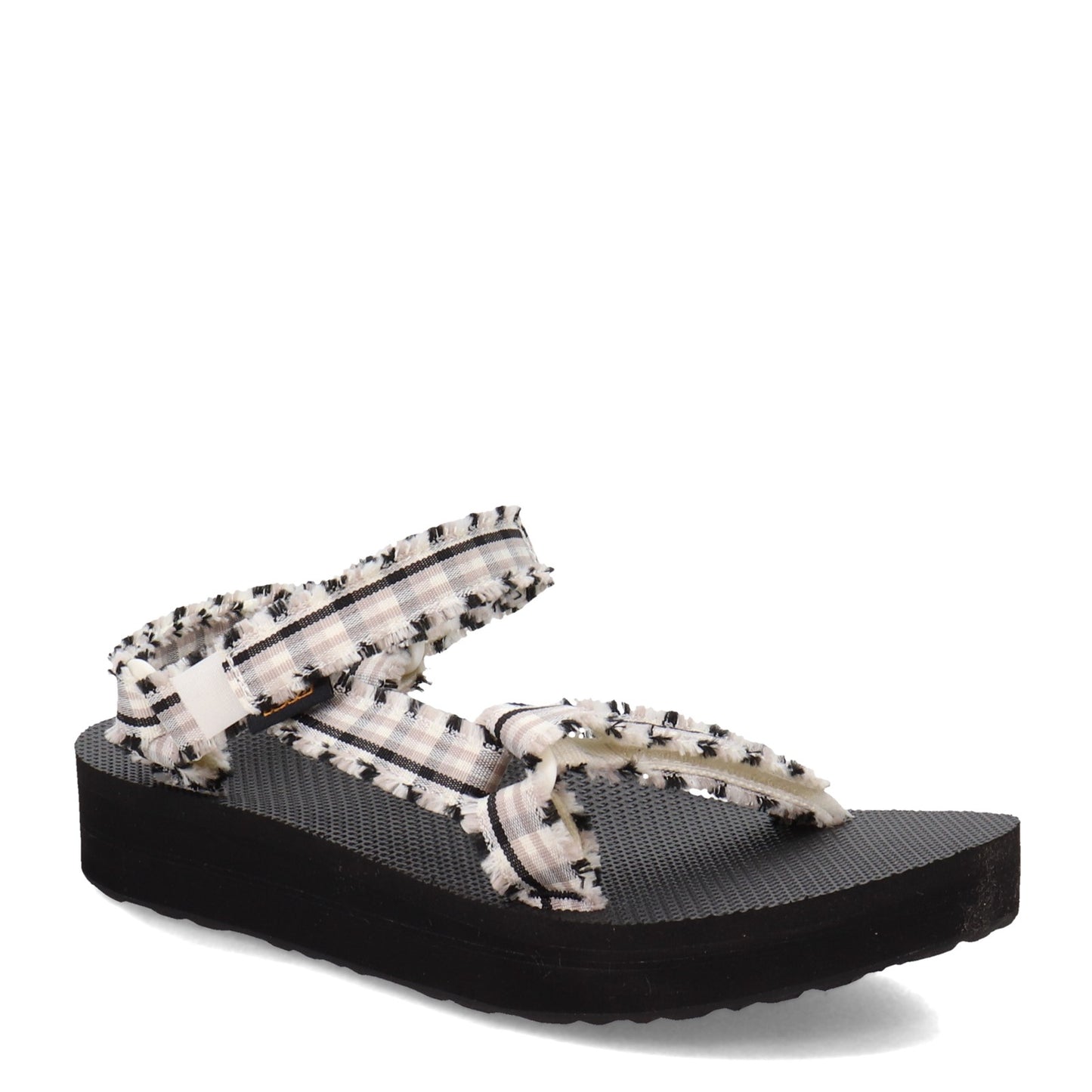 Peltz Shoes  Women's Teva Midform Fray Sandal WHITE BLACK 1118954-FWBL