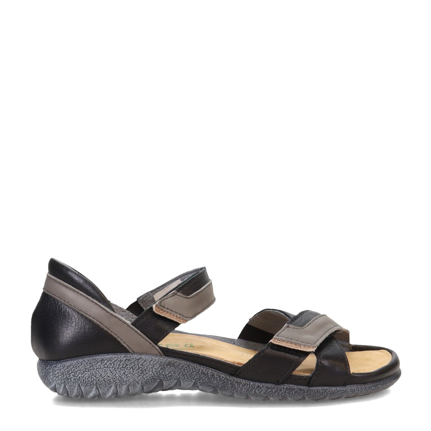 Peltz Shoes  Women's Naot Karawa Sandal Soft Black/Gray/Khaki 11204-NXS