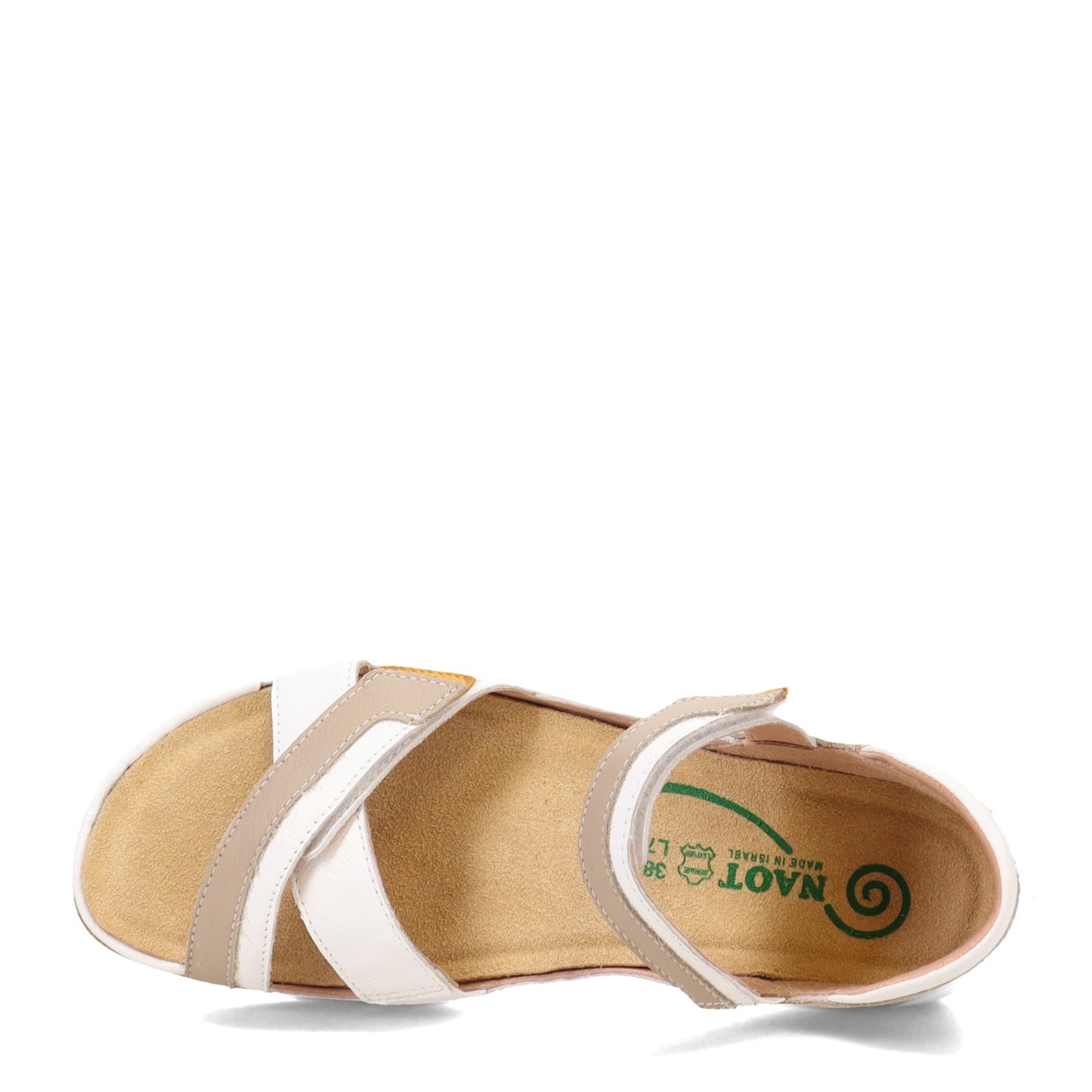 Peltz Shoes  Women's Naot Karawa Sandal White/Beige/Marigold 11204-WEL