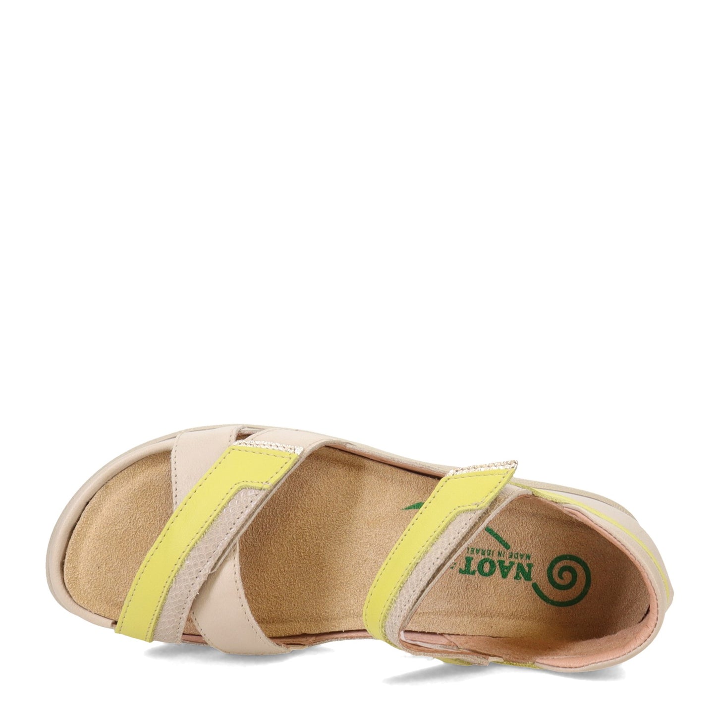 Peltz Shoes  Women's Naot Karawa Sandal Soft Ivory/Lime/Beige 11204-WGU