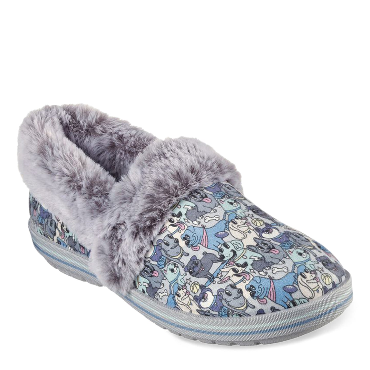Peltz Shoes  Women's Skechers BOBS Too Cozy - Wandering Eyez Slipper GREY 113683-GYMT