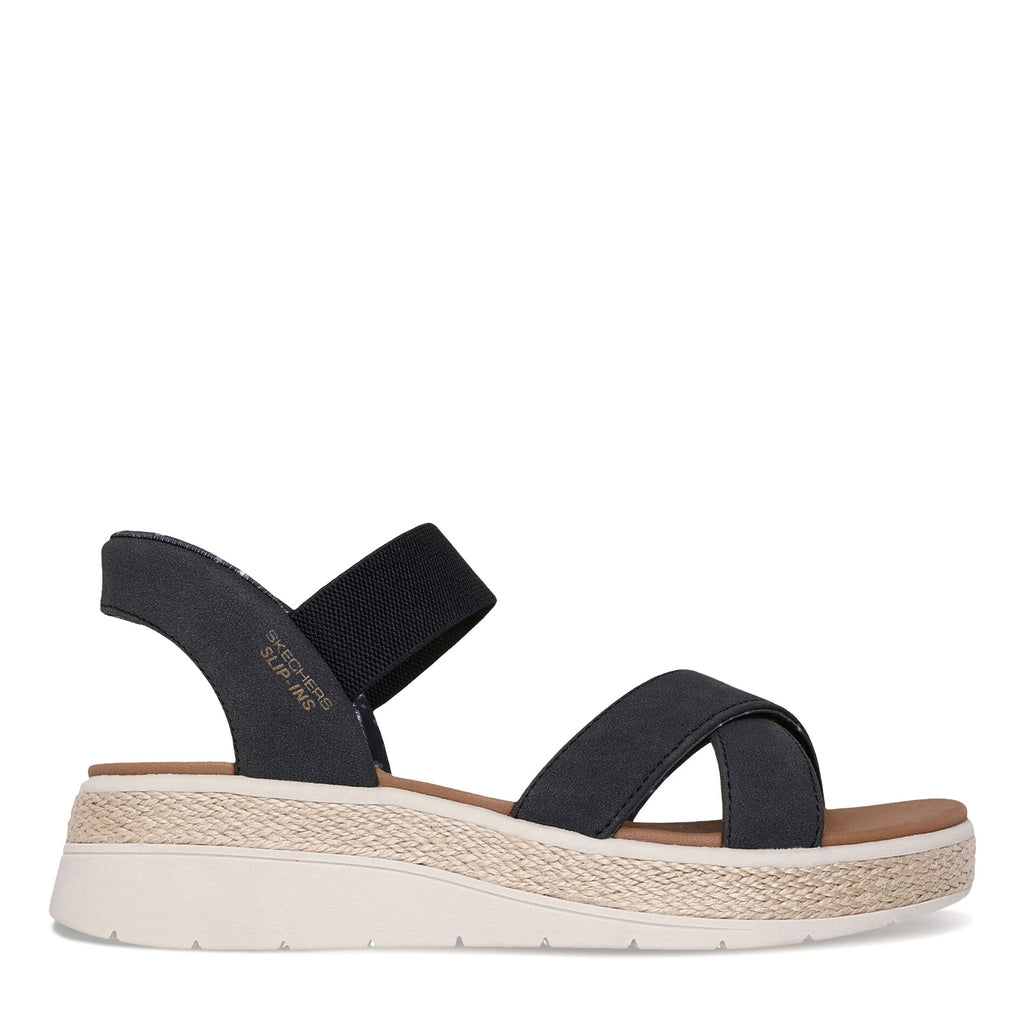 Women's Skechers Slip-ins: BOBS Sun Ray - Move Over Sandal - Wide Width BLACK 114414W-BLK