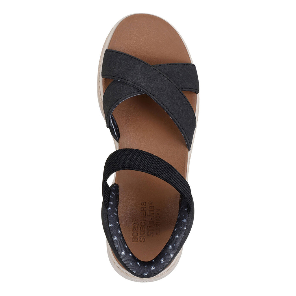 Women's Skechers Slip-ins: BOBS Sun Ray - Move Over Sandal - Wide Width BLACK 114414W-BLK