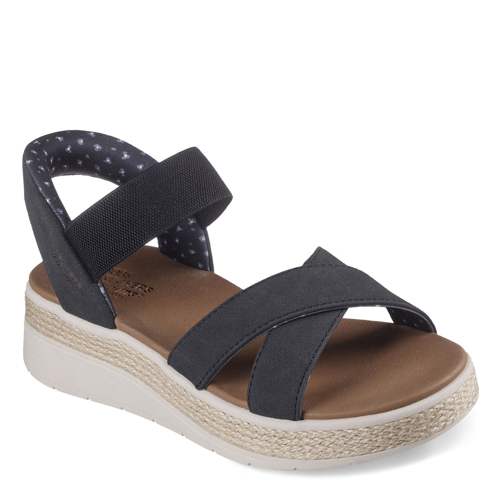 Women's Skechers Slip-ins: BOBS Sun Ray - Move Over Sandal - Wide Width BLACK 114414W-BLK