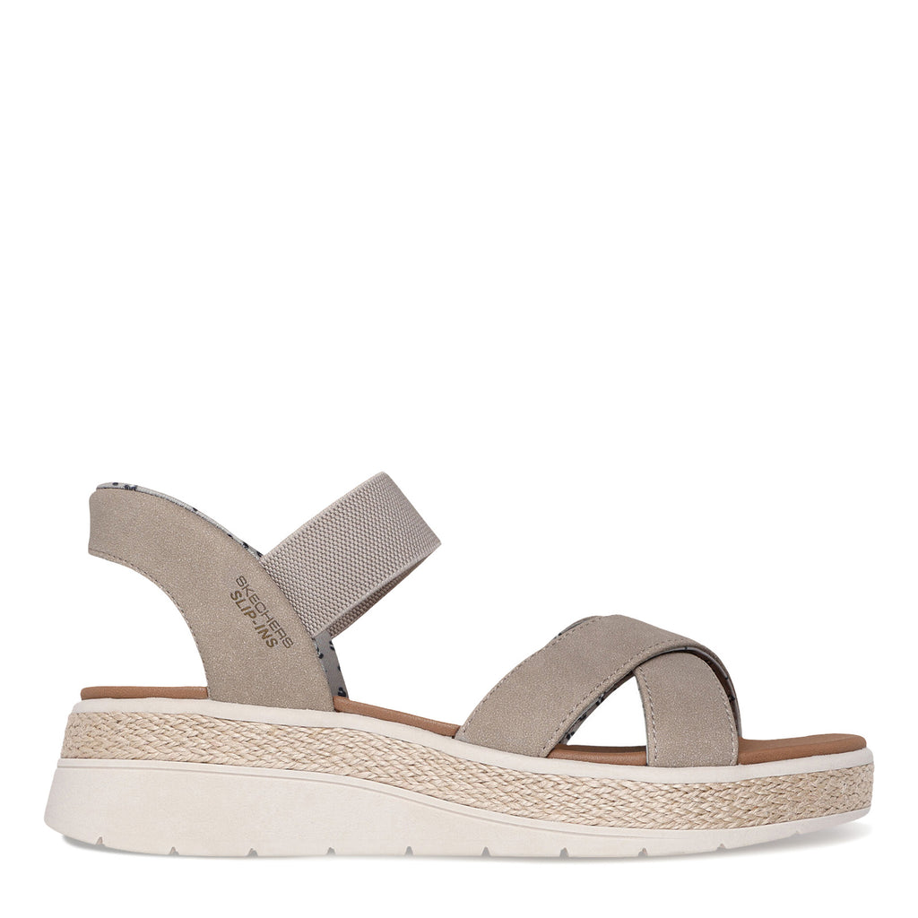 Women's Skechers Slip-ins: BOBS Sun Ray - Move Over Sandal - Wide Width TAUPE 114414W-TPE