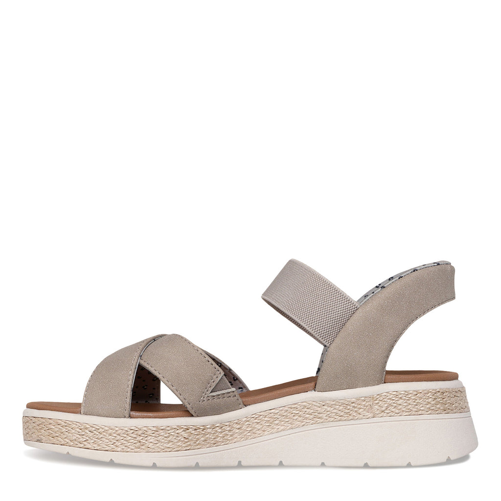 Women's Skechers Slip-ins: BOBS Sun Ray - Move Over Sandal - Wide Width TAUPE 114414W-TPE
