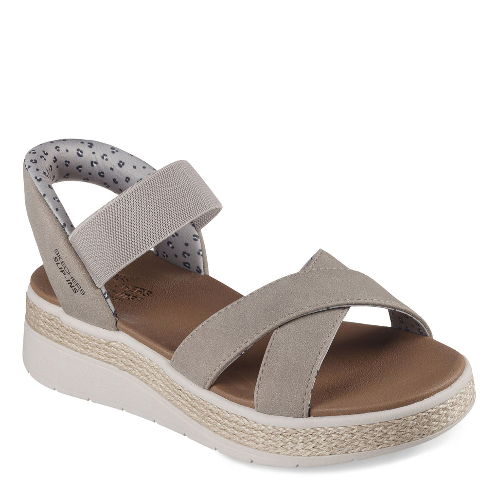 Women's Skechers Slip-ins: BOBS Sun Ray - Move Over Sandal - Wide Width TAUPE 114414W-TPE