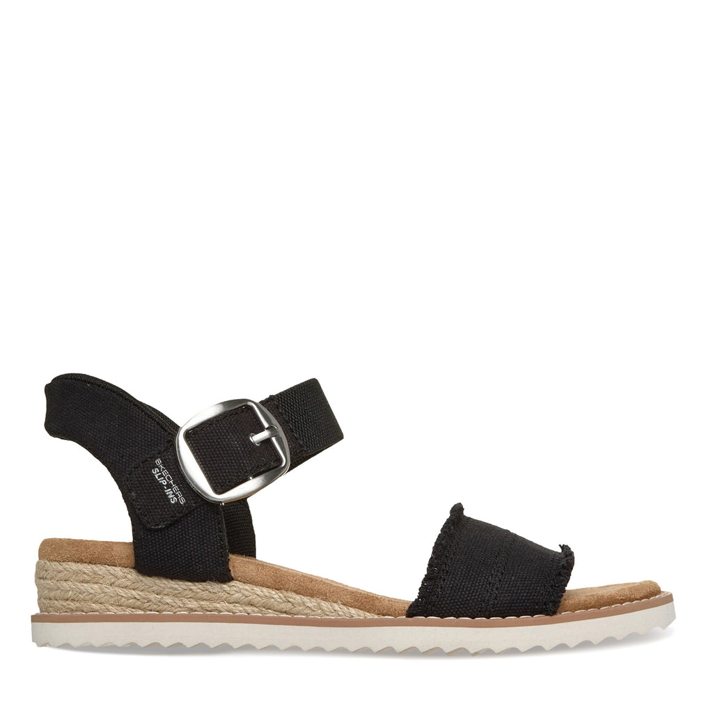 Women's Skechers Slip-ins: BOBS Desert Kiss - Frayed Fun Sandal BLACK 114419-BLK