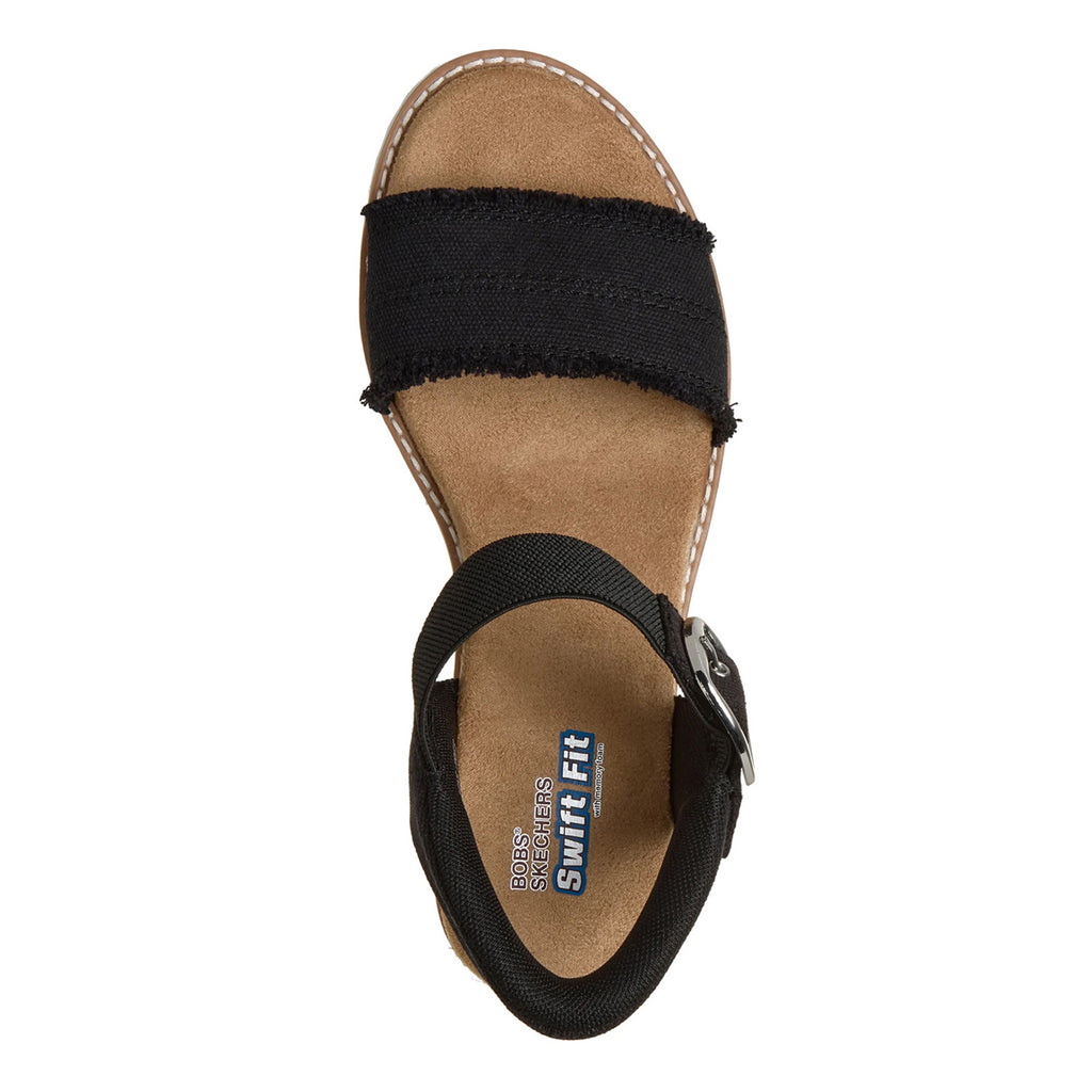 Women's Skechers Slip-ins: BOBS Desert Kiss - Frayed Fun Sandal BLACK 114419-BLK