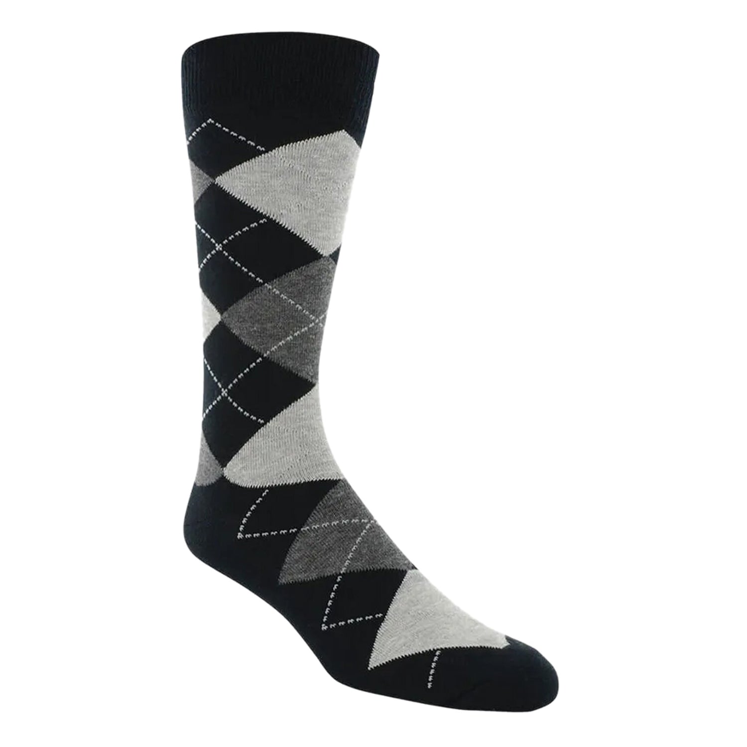 Peltz Shoes  Florsheim Classic Argyle Crew Dress Socks Black/Gray 11503-975