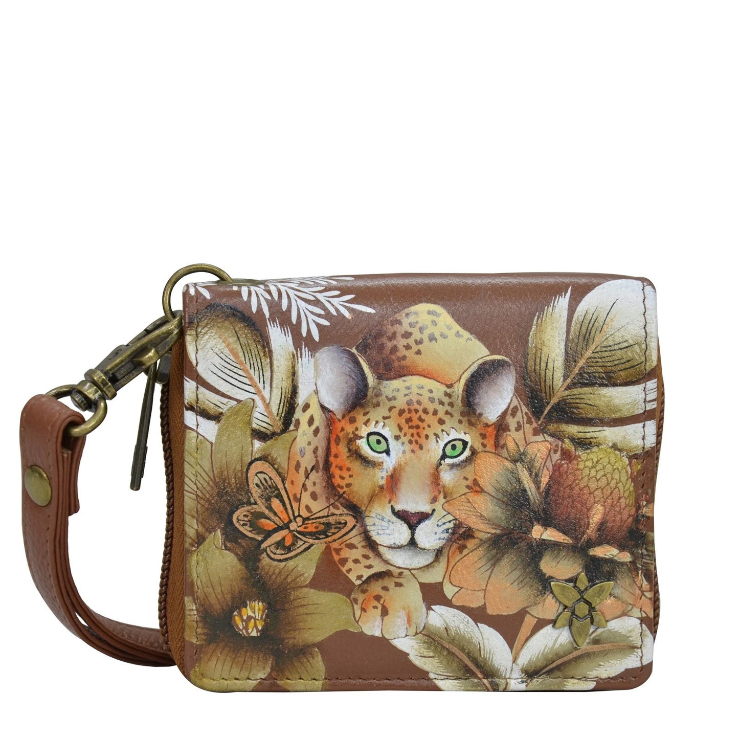 Peltz Shoes  Women's Anuschka Zip Around Small Organizer Wallet TAN 1161-CLP TN